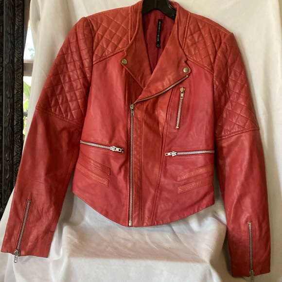 Walter Baker Deep Rose Leather Jacket - Picture 1 of 3
